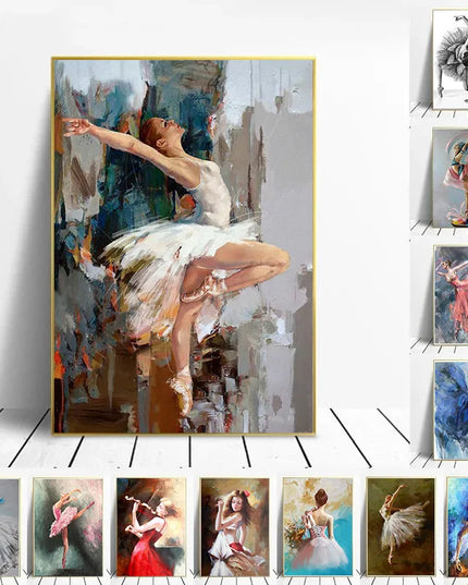 Modern Ballet Dancer Canvas Painting - Unframed Wall Art for Girls