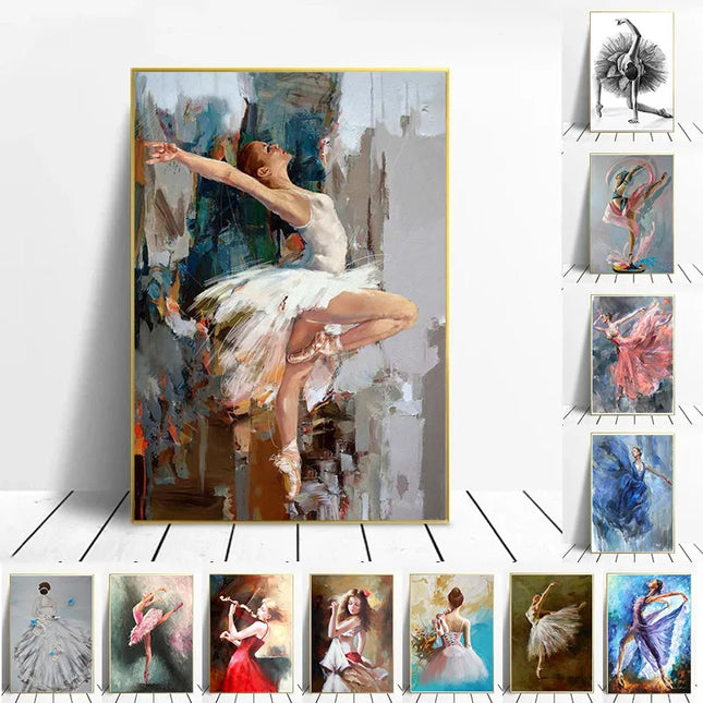 Modern Ballet Dancer Canvas Painting - Unframed Wall Art for Girls