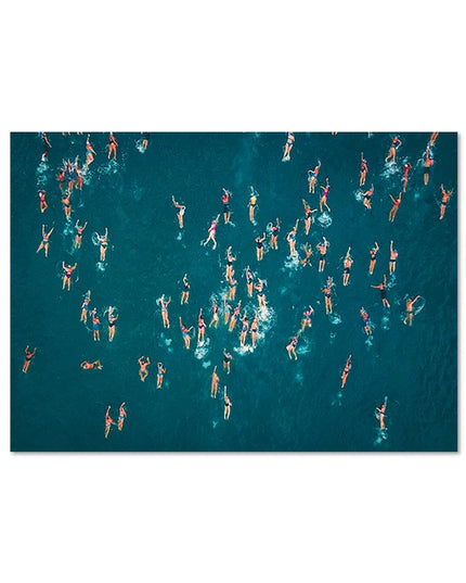 Nordic Blue Aerial Photography Canvas Print - Summer Pool Wall Art