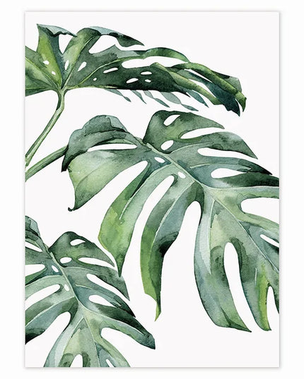 Tropical Plant Canvas Wall Art - Nordic Green Leaves for Home Decor