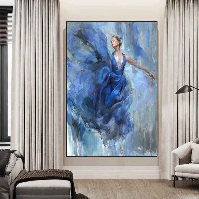 Modern Ballet Dancer Canvas Painting - Unframed Wall Art for Girls