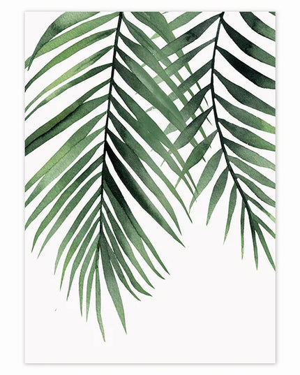 Tropical Plant Canvas Wall Art - Nordic Green Leaves for Home Decor