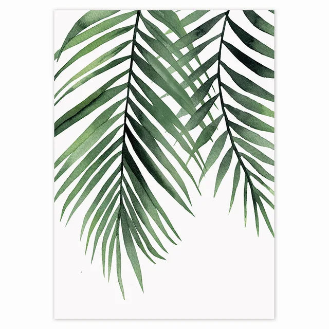Tropical Plant Canvas Wall Art - Nordic Green Leaves for Home Decor