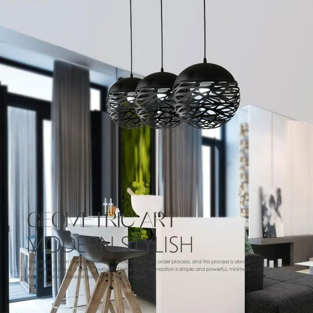 Modern Retro Hollow Carved Chandelier - LED Pendant Light for Rooms