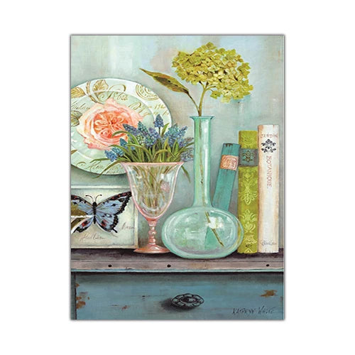 European Retro Flower Canvas Prints - Vintage Wall Art for Home Decor