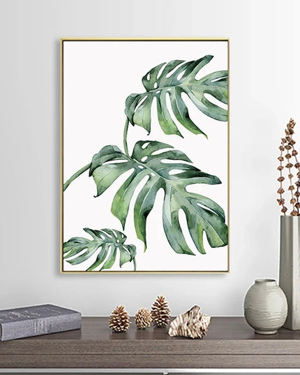 Tropical Plant Canvas Wall Art - Nordic Green Leaves for Home Decor