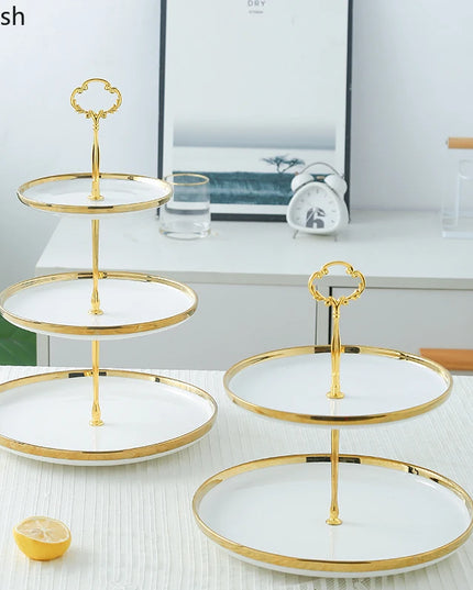 Creative White Gold-Plated Cake Stand - Multi-Layer Dessert Tray