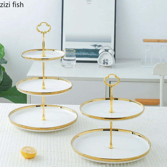 Creative White Gold-Plated Cake Stand - Multi-Layer Dessert Tray