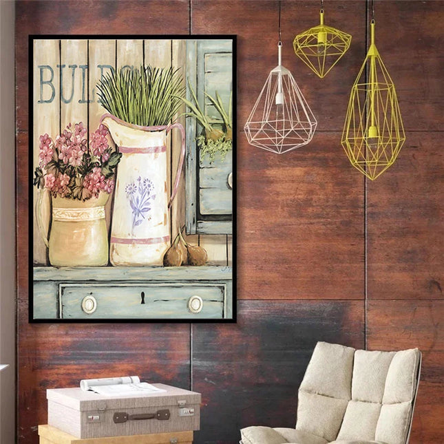 European Retro Flower Canvas Prints - Vintage Wall Art for Home Decor