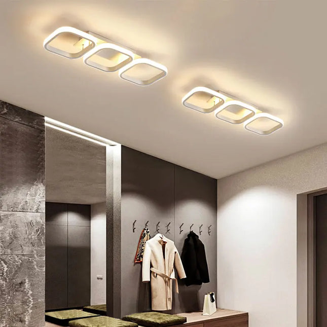 Modern LED Ceiling Lamp - Rectangular, Creative Design for Rooms