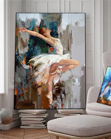 Modern Ballet Dancer Canvas Painting - Unframed Wall Art for Girls