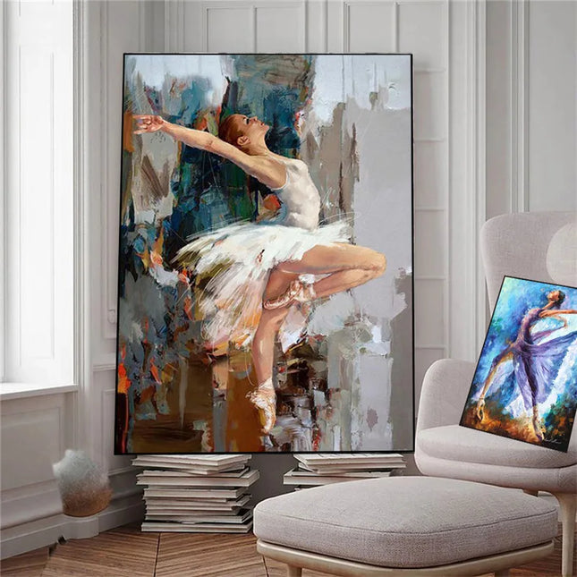 Modern Ballet Dancer Canvas Painting - Unframed Wall Art for Girls