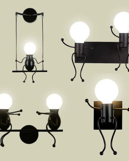 Creative Iron Wall Sconce Lamp - LED Light for Kids' Room