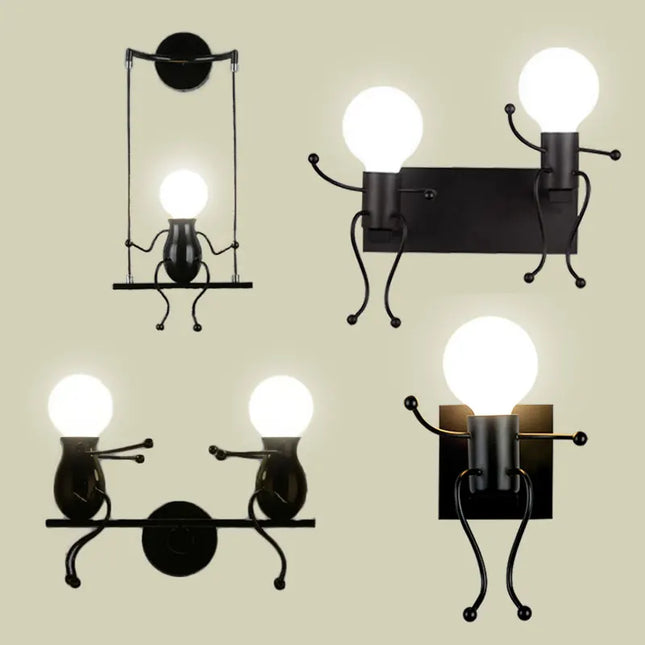 Creative Iron Wall Sconce Lamp - LED Light for Kids' Room