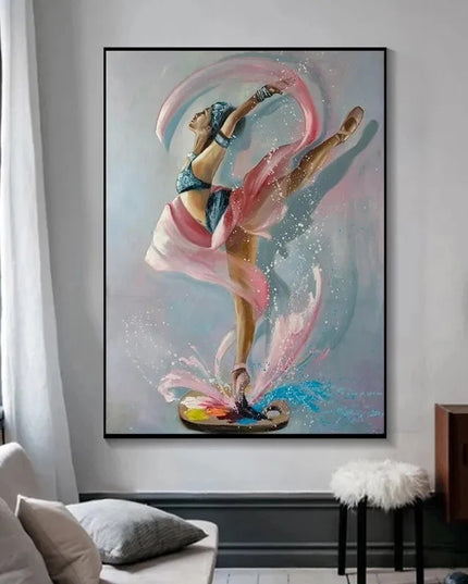 Modern Ballet Dancer Canvas Painting - Unframed Wall Art for Girls