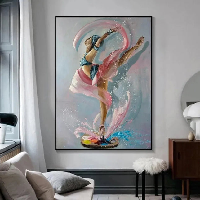 Modern Ballet Dancer Canvas Painting - Unframed Wall Art for Girls