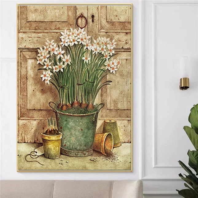 European Retro Flower Canvas Prints - Vintage Wall Art for Home Decor