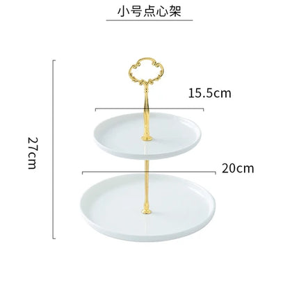 Creative White Gold-Plated Cake Stand - Multi-Layer Dessert Tray