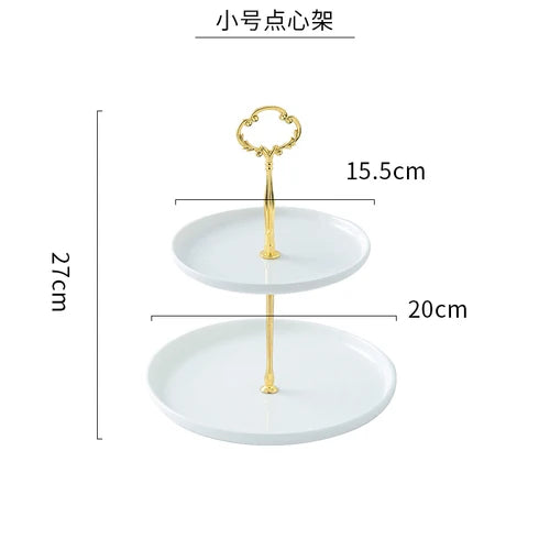 Creative White Gold-Plated Cake Stand - Multi-Layer Dessert Tray
