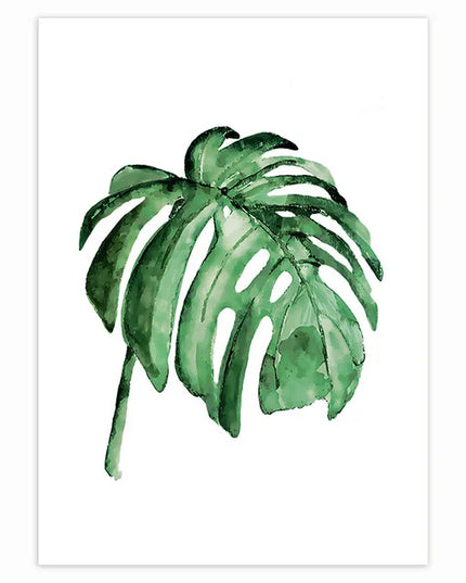 Tropical Plant Canvas Wall Art - Nordic Green Leaves for Home Decor