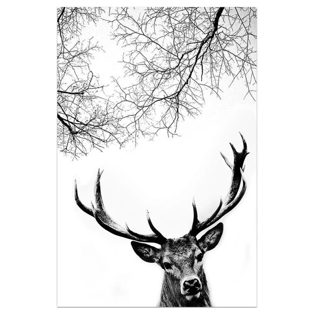 Black and White Winter Tree Wall Art - Scandinavian Style Canvas Print
