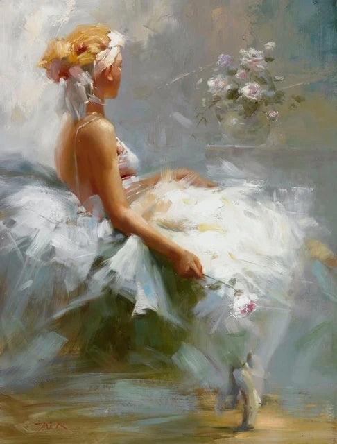 Modern Ballet Dancer Canvas Painting - Unframed Wall Art for Girls