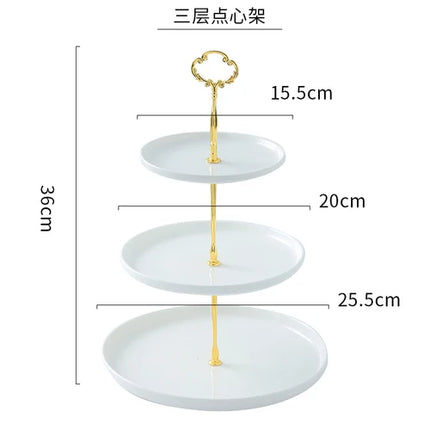 Creative White Gold-Plated Cake Stand - Multi-Layer Dessert Tray