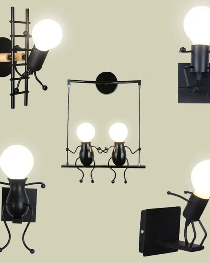 Creative Iron Wall Sconce Lamp - LED Light for Kids' Room