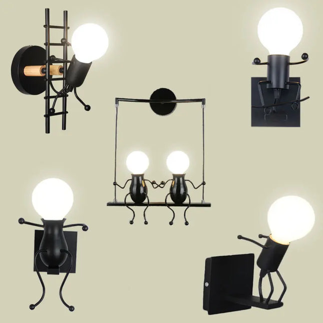 Creative Iron Wall Sconce Lamp - LED Light for Kids' Room