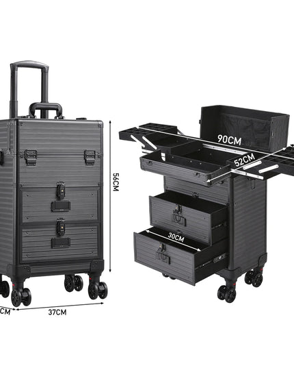 Modishion 3-in-1 Cosmetic Trolley Case - Portable Makeup Storage