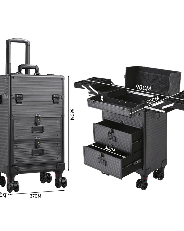 Modishion 3-in-1 Cosmetic Trolley Case - Portable Makeup Storage