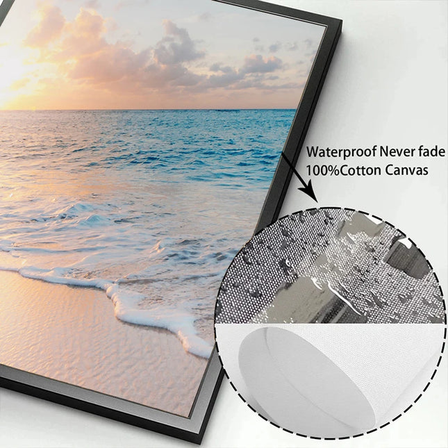 Seascape Blue Canvas Print - Modern Beach Landscape Wall Art Decor