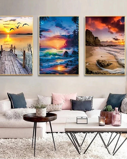 Sunset Beach Seascape Canvas Print - Nordic Landscape Wall Art Decor