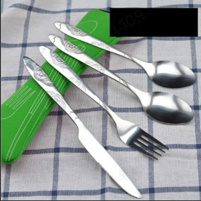 Portable Stainless Steel Dinnerware Set - 3Pcs/4Pcs/7Pcs Cutlery Kit