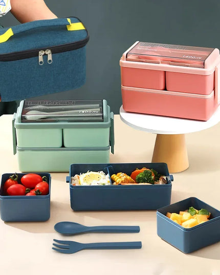 Double Layer Lunch Box with Storage Bag, Leakproof