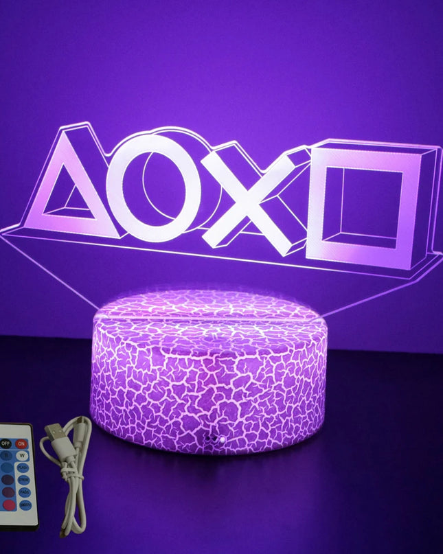 Neon Gamer 3D LED Night Light - RGB Cartoon Lamp for Bedroom