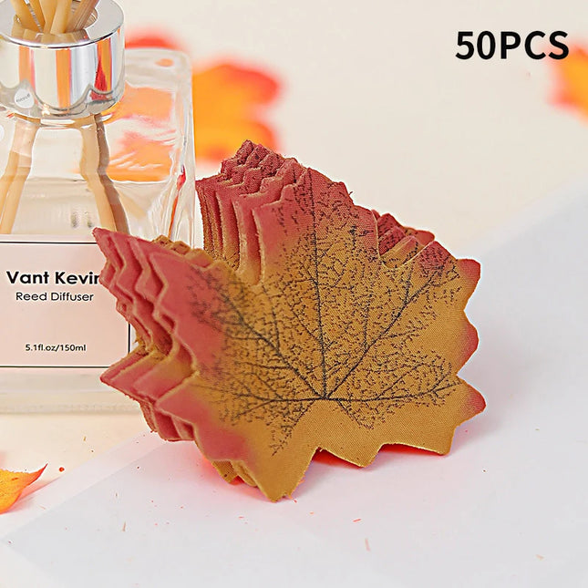 50-200Pcs Artificial Maple Leaves - Silk Decor for Weddings & Parties