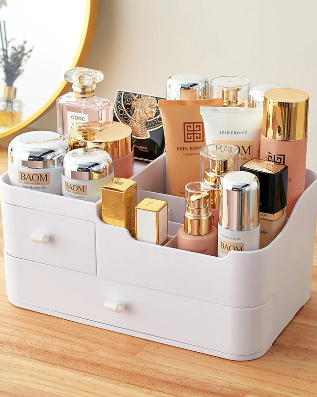 Voltsify Makeup Organiser with Drawers - Stylish Desktop Storage Box