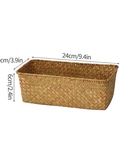 Handmade Woven Storage Basket - Eco-Friendly Picnic & Sundries Organizer