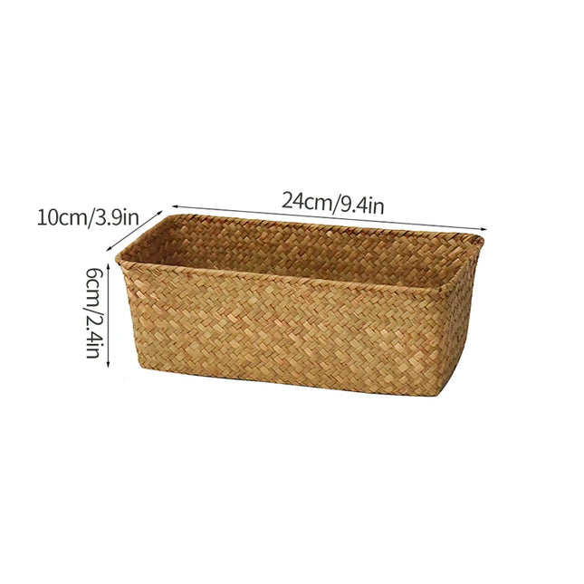 Handmade Woven Storage Basket - Eco-Friendly Picnic & Sundries Organizer