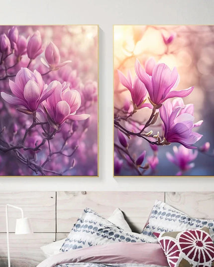 Modern HD Magnolia Flowers Canvas Art - Unframed Wall Decoration