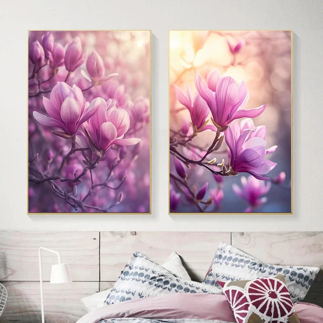 Modern HD Magnolia Flowers Canvas Art - Unframed Wall Decoration