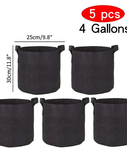 5PCS Felt Grow Bags Gardening Growing Planter Round Flower Vegetable Planting Pots Pouch Garden Balcony Pot Container Supplies