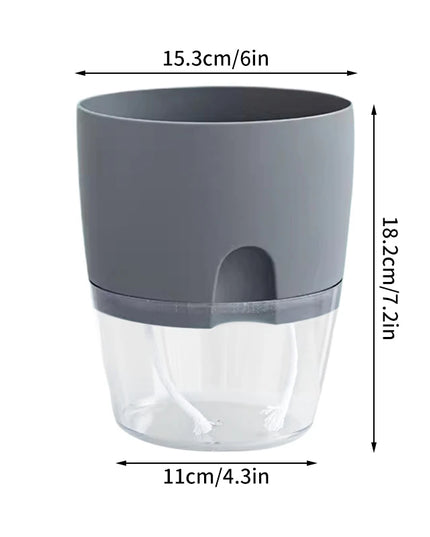 Self Watering Flower Pot Plastic Hydroponics Plants Pot Transparent Double Layer Cotton Rope Watering Succulent Potted Planters