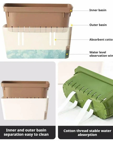 Thickened Plastic Flower Pot - Self-Watering Double-Layer Design for Plants