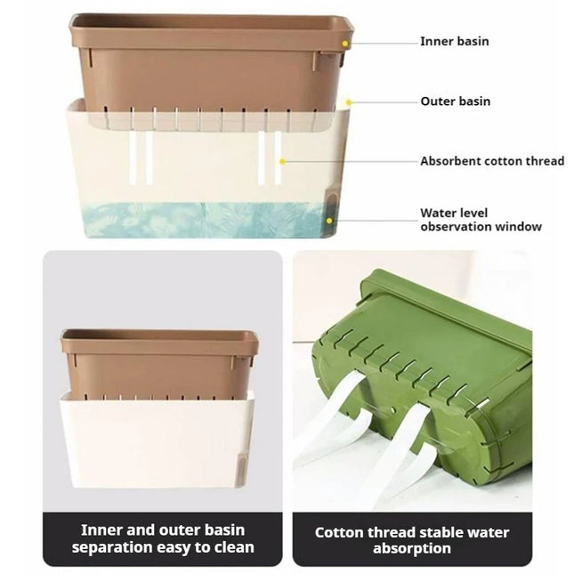 Thickened Plastic Flower Pot - Self-Watering Double-Layer Design for Plants