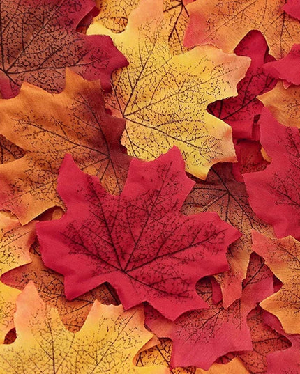 50-200Pcs Artificial Maple Leaves - Silk Decor for Weddings & Parties