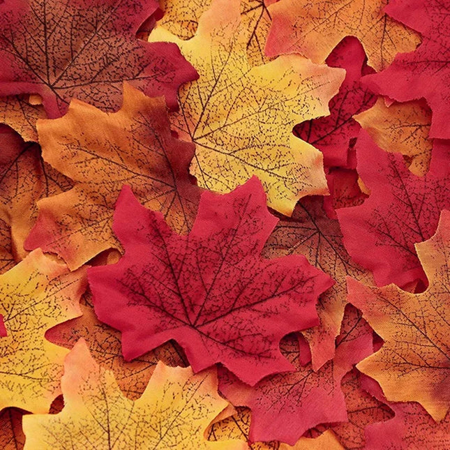 50-200Pcs Artificial Maple Leaves - Silk Decor for Weddings & Parties