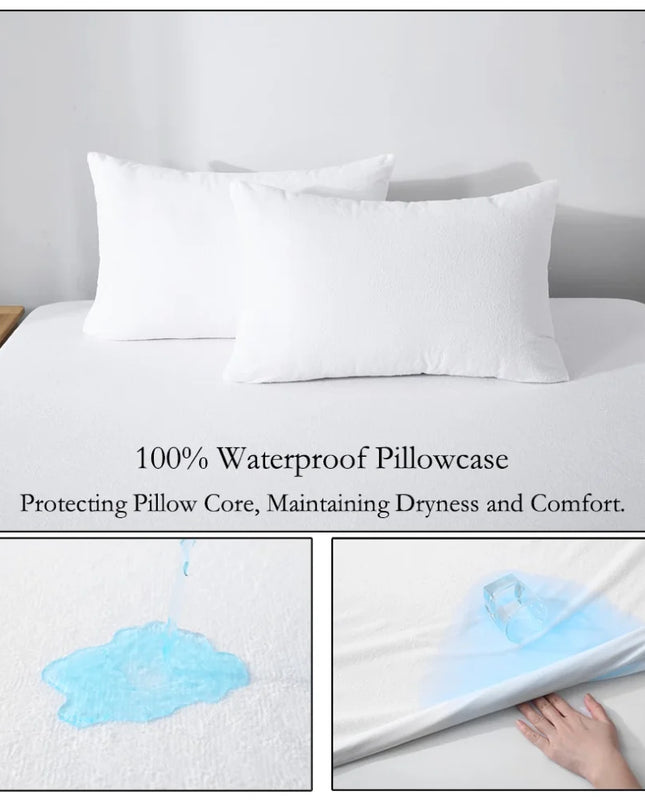 Anqianny Waterproof Terry Cloth Pillowcases - Soft & Breathable Covers
