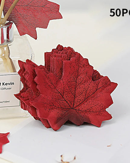 50-200Pcs Artificial Maple Leaves - Silk Decor for Weddings & Parties
